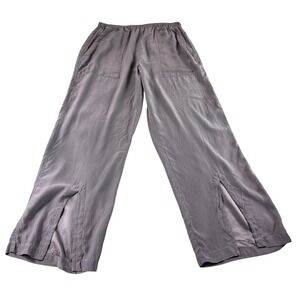 Lisa Todd Gray Lounge Pants Large Elastic Waist Slit Hem Casual‎ Comfy